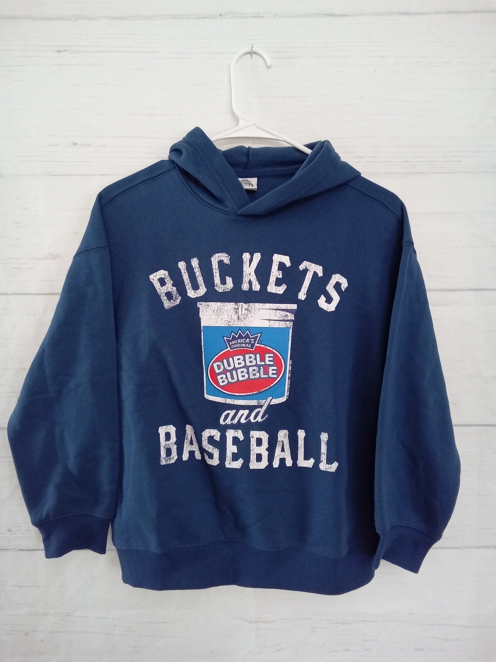 Dubble Bubble Buckets and Baseball Kids Hoodie L 10-12 Navy NWT